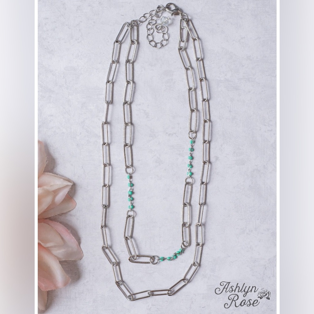 Silver and Green Necklace
